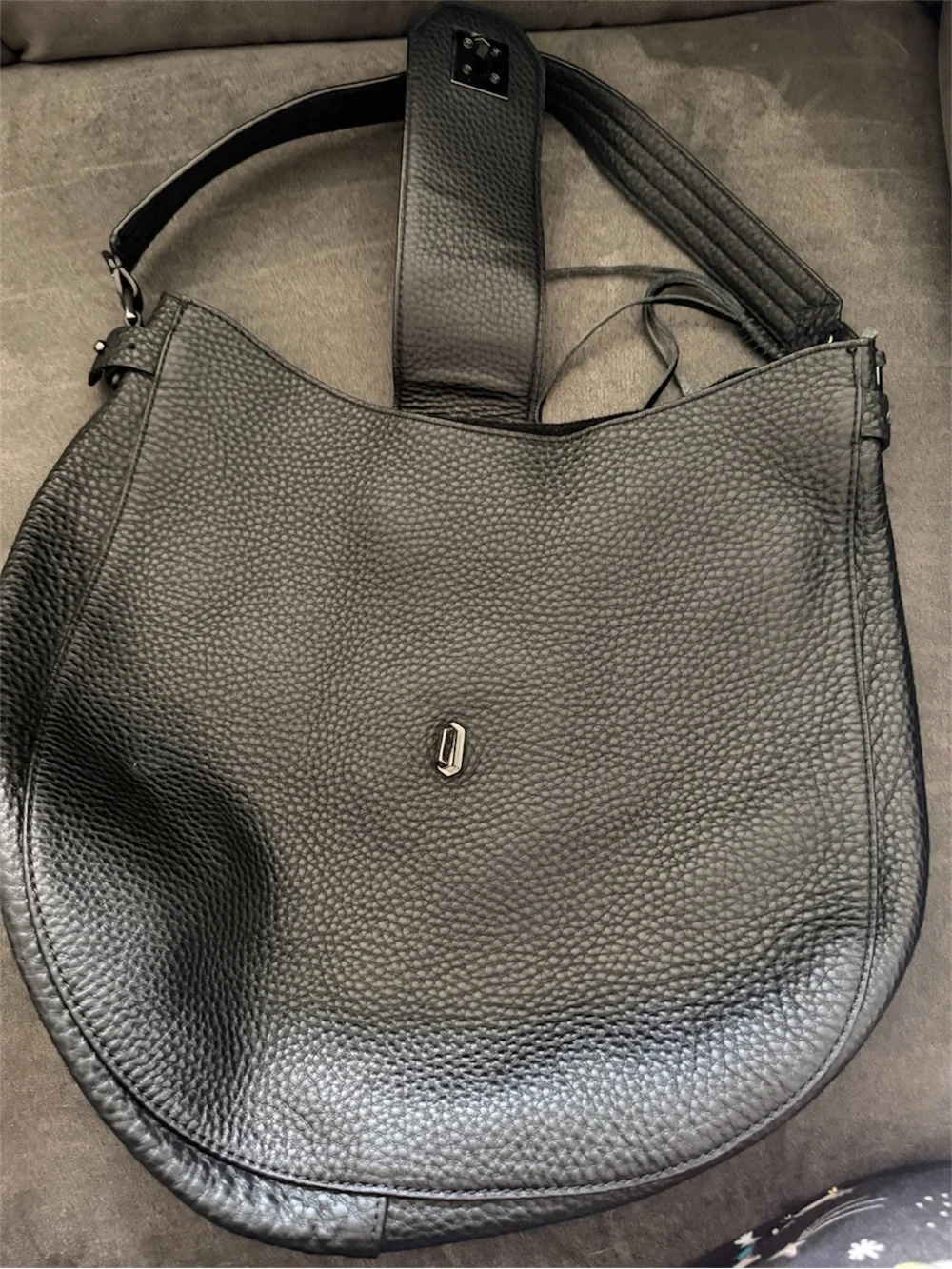 Rebecca Minkoff Black Slouch Hobo Leather Shoulder Bag with Suede Tassles.
